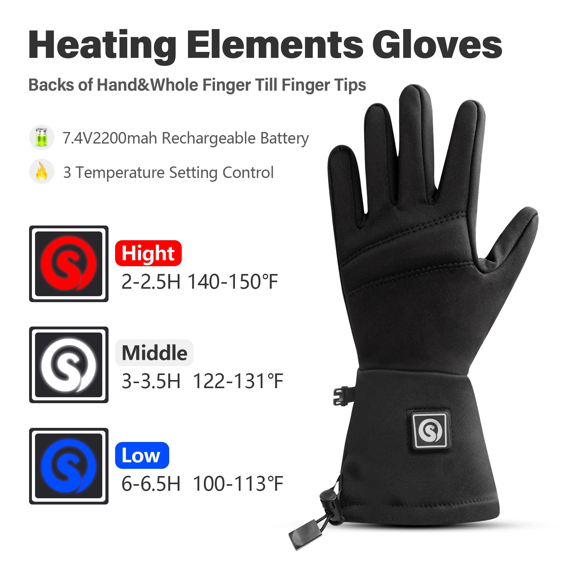 DAY WOLF Heated Glove Liners - Rechargeable Electric Hand Warmers for Men & Women - Winter Sports Gear for Snow Biking, Skiing, Cycling, Hunting & Snowboarding - Stay Warm in Cold Weather Outdoor Activities