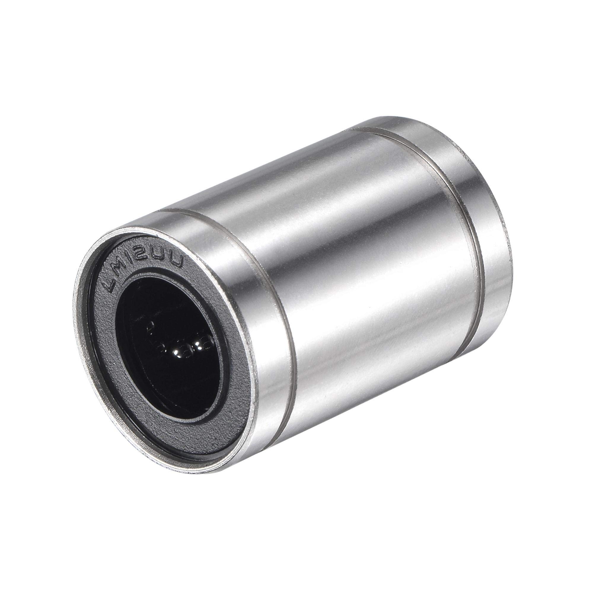 LM12UU Linear Ball Bearings 12mm Bore 21mm OD 30mm Length Nickel Plated - 4 Pack for CNC Machines, 3D Printers, Laser Cutters & DIY Automation Projects | High Precision Motion Components
