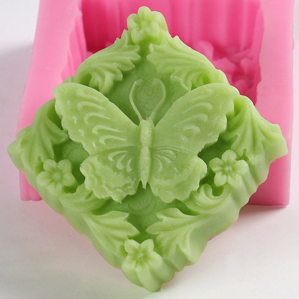 Butterfly in Flowers Silicone Soap Mold - DIY Craft Mold for Handmade Soap, Bath Bombs, Wax, Crayons, Polymer Clay & Plaster of Paris - Perfect for DIY Gifts, Home Decor & Kids Crafts