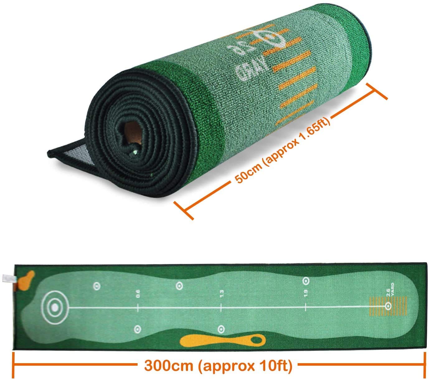 Premium Golf Putting Mat for Indoor & Outdoor Use - Anti-Slip, Odorless Training Green with Challenging Putter - Perfect for Home Office, Man Cave or Backyard Practice