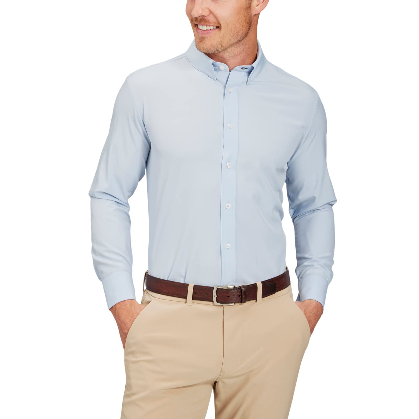 Mizzen+Main Men's Performance Dress Shirt - Classic Fit, Machine Washable, 4-Way Stretch, Wrinkle-Free - Leeward Collection for Business Casual & Office Wear