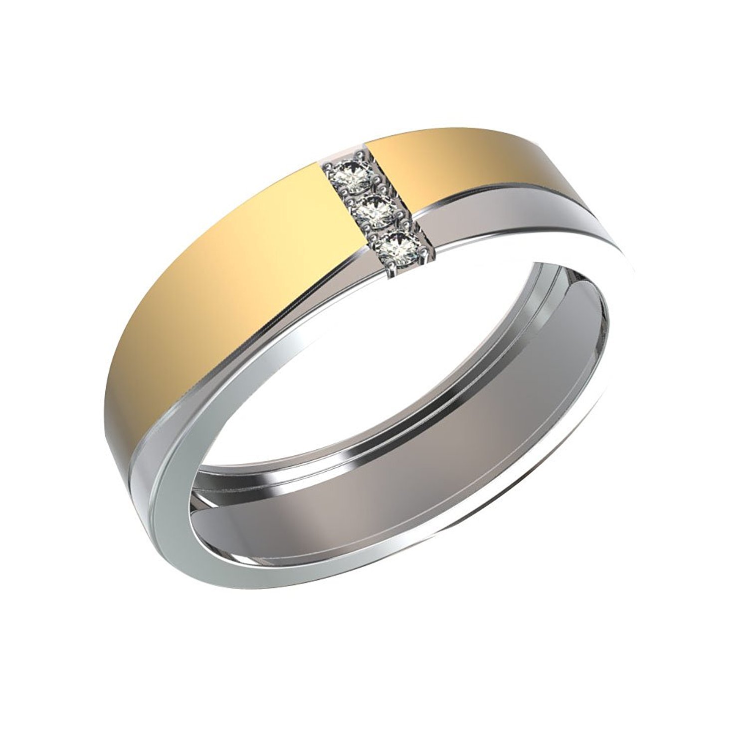 0.09 Carat Men's Engagement Ring - 14K Dual Tone Gold (Yellow & White) Wedding Band for Him - HI Color I Clarity - Perfect Proposal Gift & Anniversary Jewelry