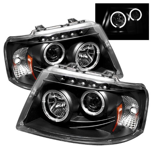 High-Performance LED Halo Headlights for 2003-2006 Ford Expedition - Black/Clear Lens - Upgrade Your Night Driving & Off-Road Adventure