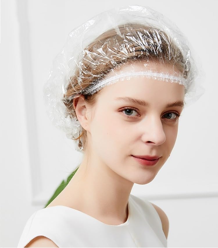 Giffy® Waterproof Disposable Hair Caps - 200 Pcs Free-Size Adult Shower Caps for Salon, Spa, Kitchen & Storage - Dustproof & Protective Head Covers for Hair Care, Food Handling & Home Organization