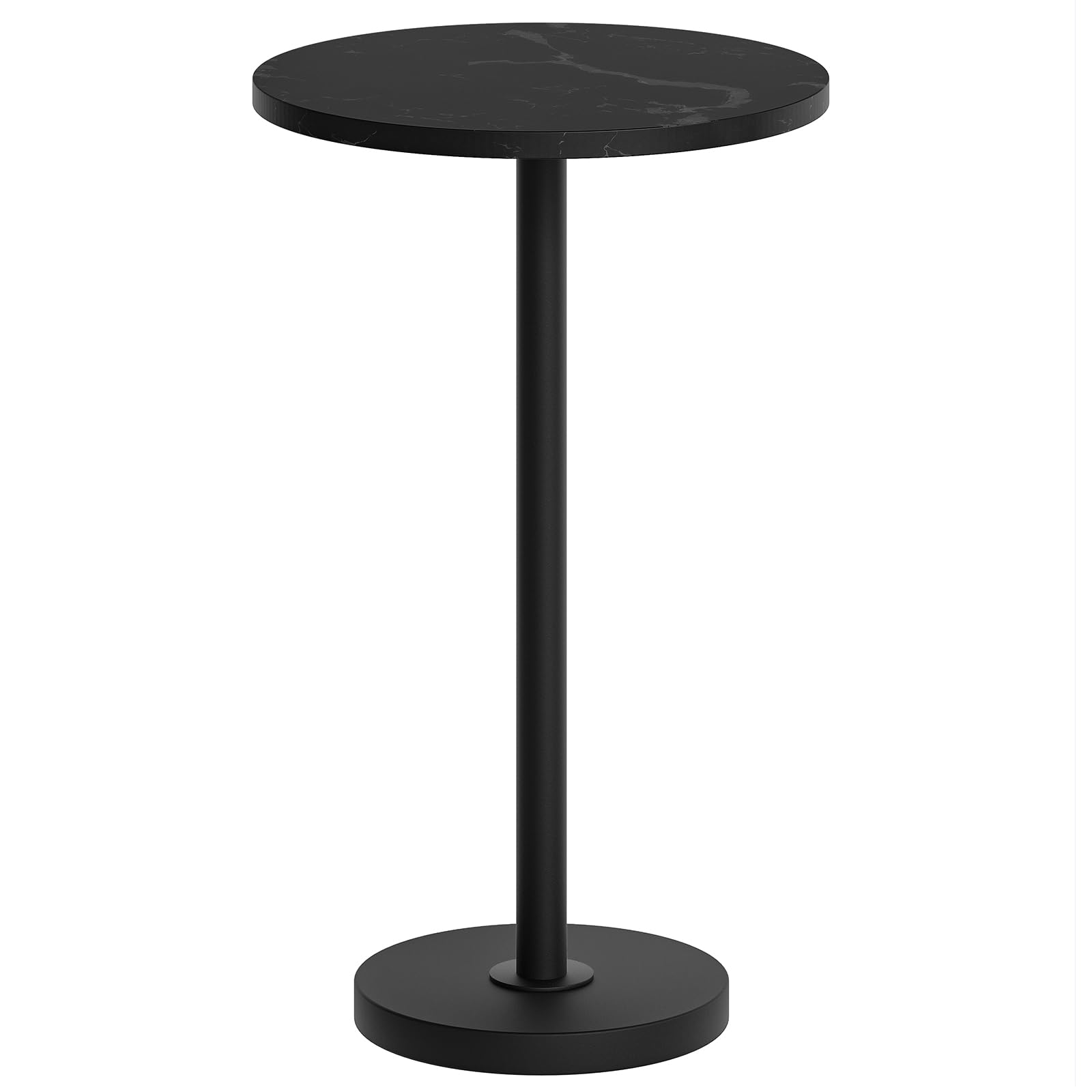 Small Round Side Table - Compact Drink & Coffee End Table for Small Spaces, Martini Pedestal Table - Perfect for Living Room, Bedroom & Sofa Couch - Elegant Marble Black & Black Finish ET30BM | Ideal for Apartments, Dorms & Cozy Spaces