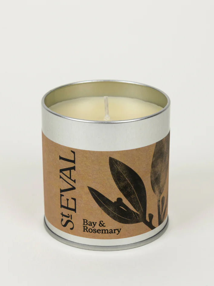 St. Eval Bay & Rosemary Scented Candle in Tin - Aromatherapy for Relaxation & Home Decor | Perfect for Living Room, Bedroom & Spa