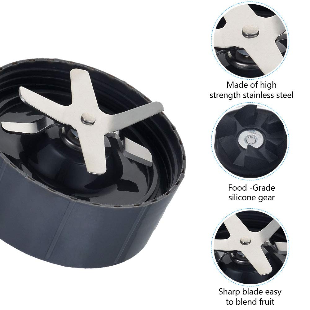 NutriBullet Replacement Parts - 32OZ Cups (2Pcs), Rubber Gaskets (2Pcs) & Extractor Blade - Compatible with NutriBullet 600W/900W Blenders - Perfect for Smoothies, Juicing & Food Prep (6 PCS Set)