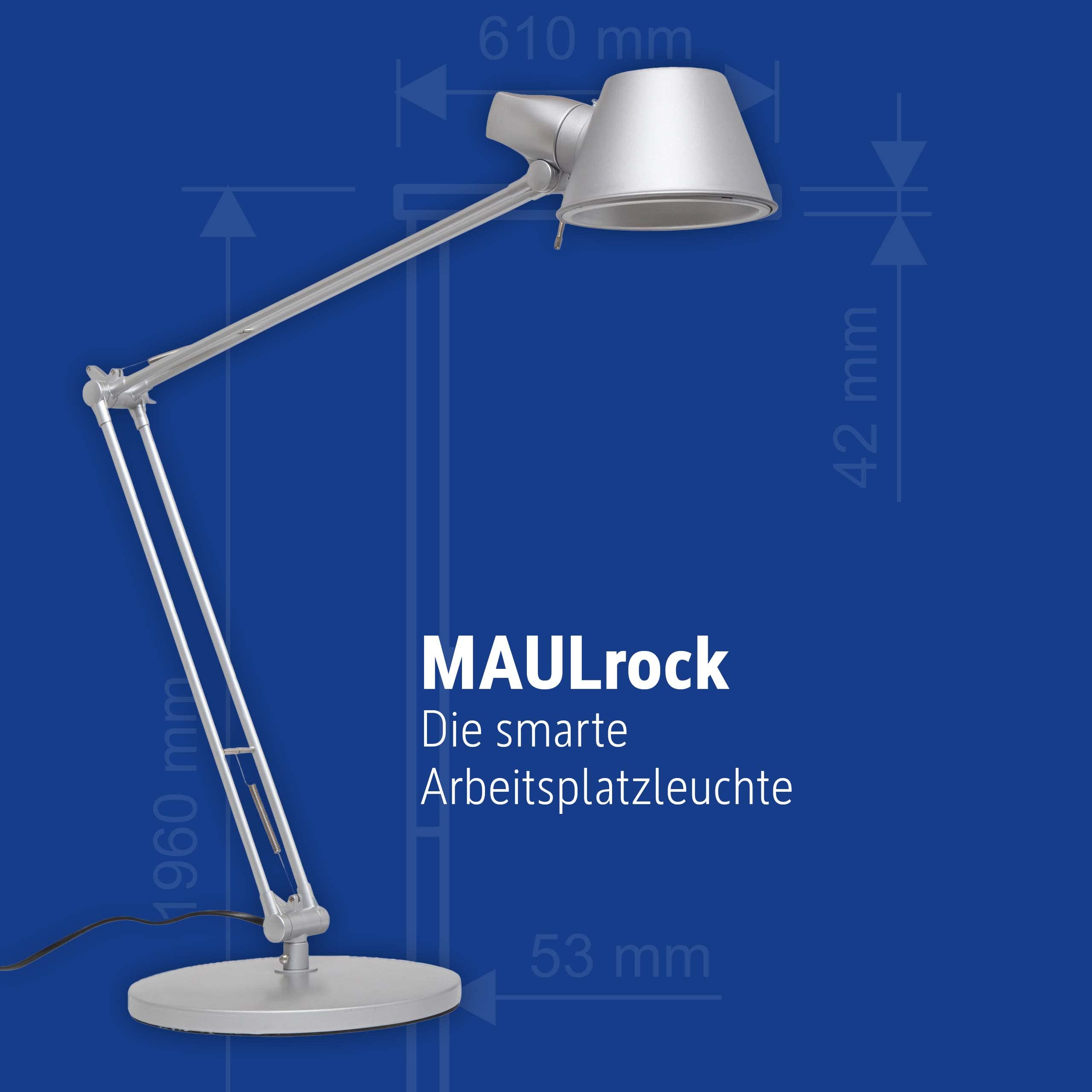 MAULrock LED Table Lamp - Adjustable Brightness & Color Temperature 3000K-6500K, Eye-Caring Office Desk Lamp for Home & Workspace, Silver Modern Design - Perfect for Reading, Studying & Nightstand Lighting