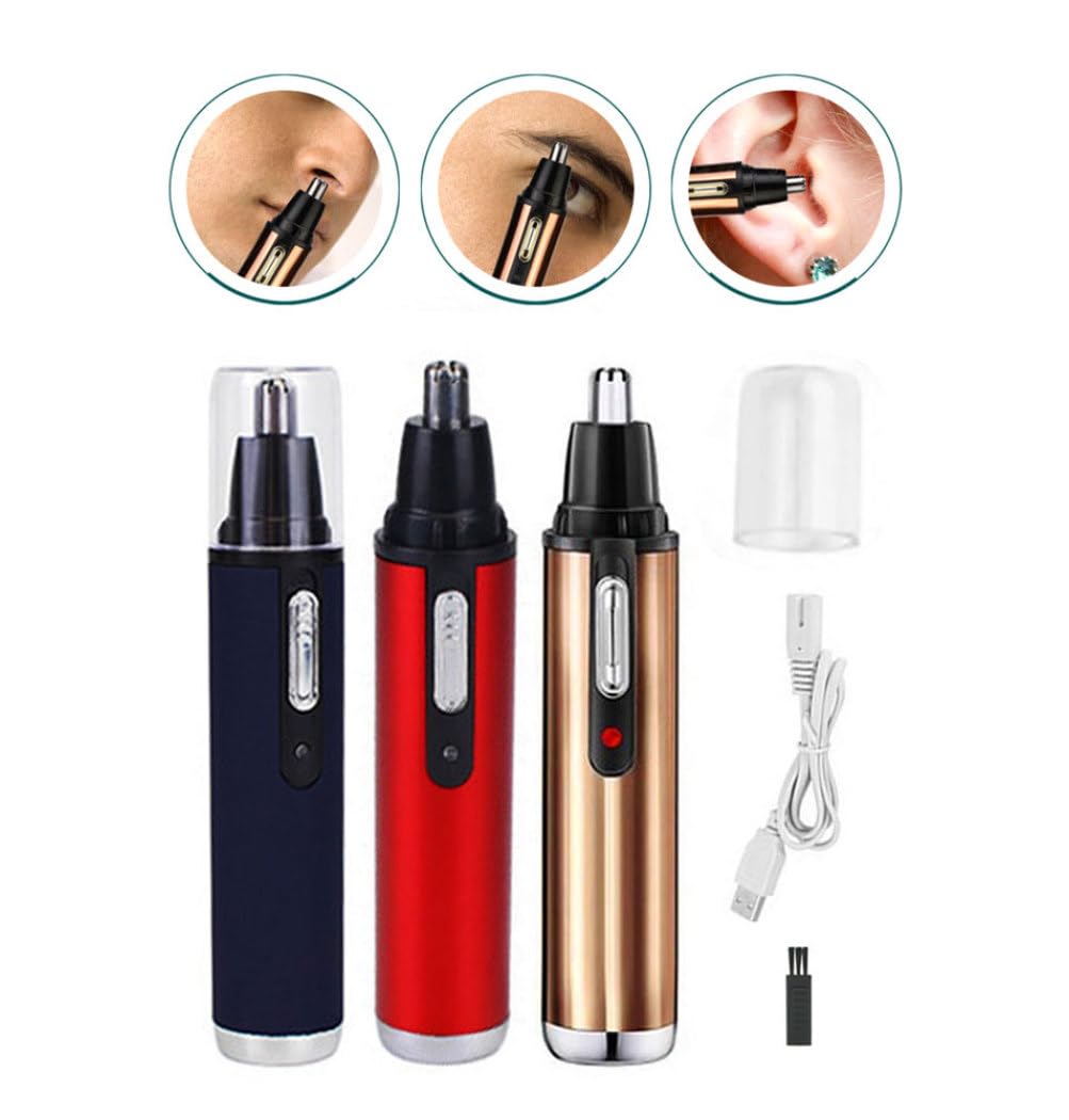 Electric Nose & Ear Hair Trimmer for Men - Painless Grooming Shaver with Travel Case (Blue) | Portable Personal Care for Travel, Home & Office Use