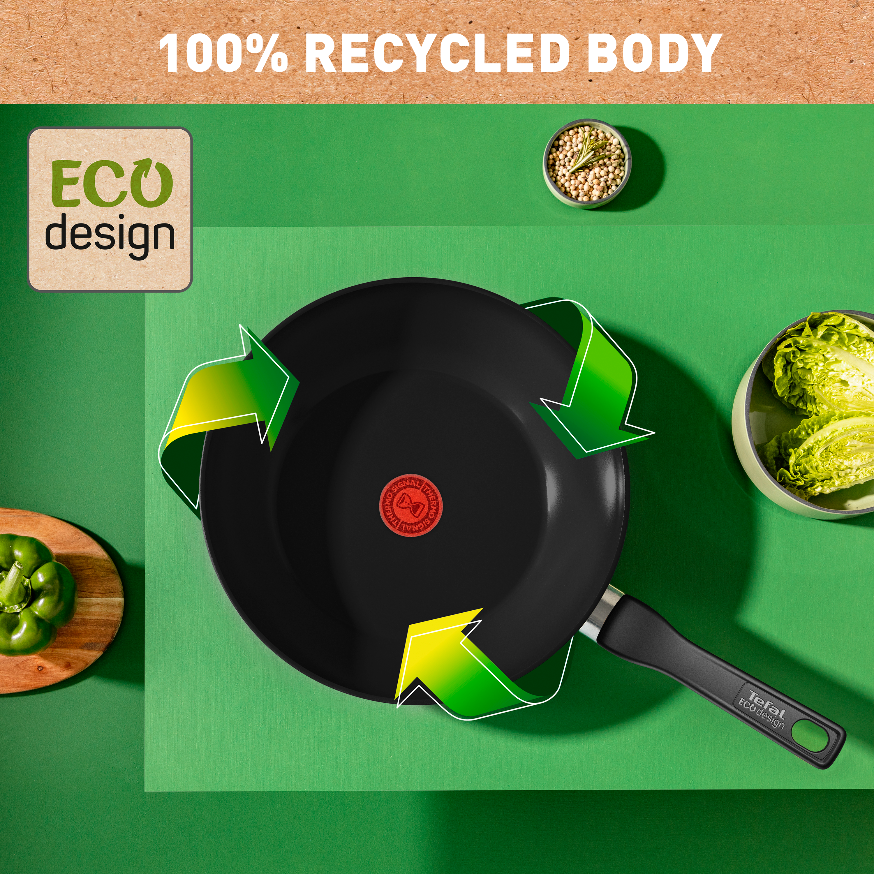 Tefal Renew Black Wok 28cm - Ceramic Non-Stick Coating Frying Pan | Healthy Cooking, Stir Fry & Sauteing | Dishwasher Safe & Scratch Resistant