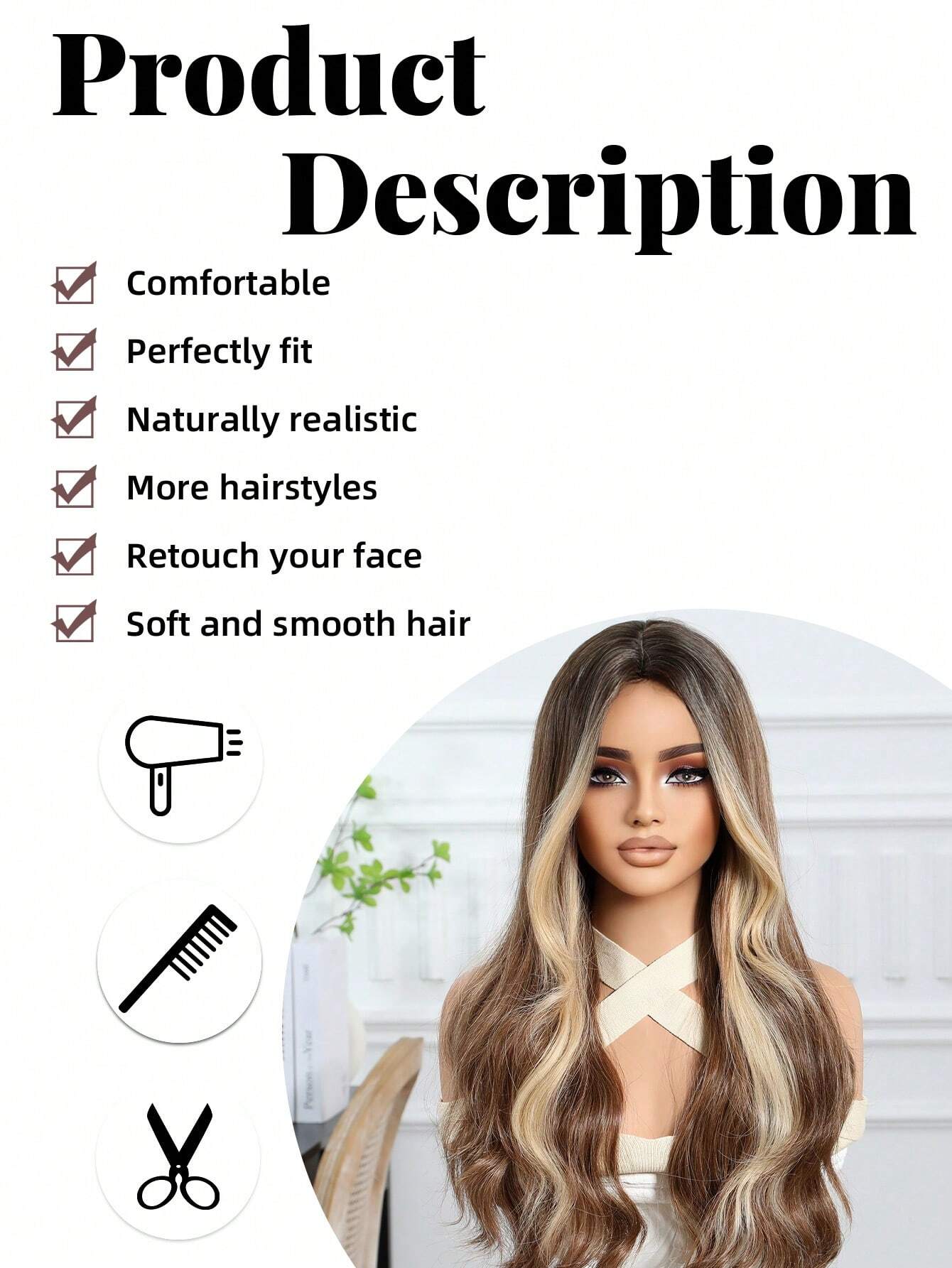 Stylish Brown Blonde Long Curly Synthetic Hair Wig for Women - Perfect for Cosplay, Halloween, Daily Fashion & Special Occasions