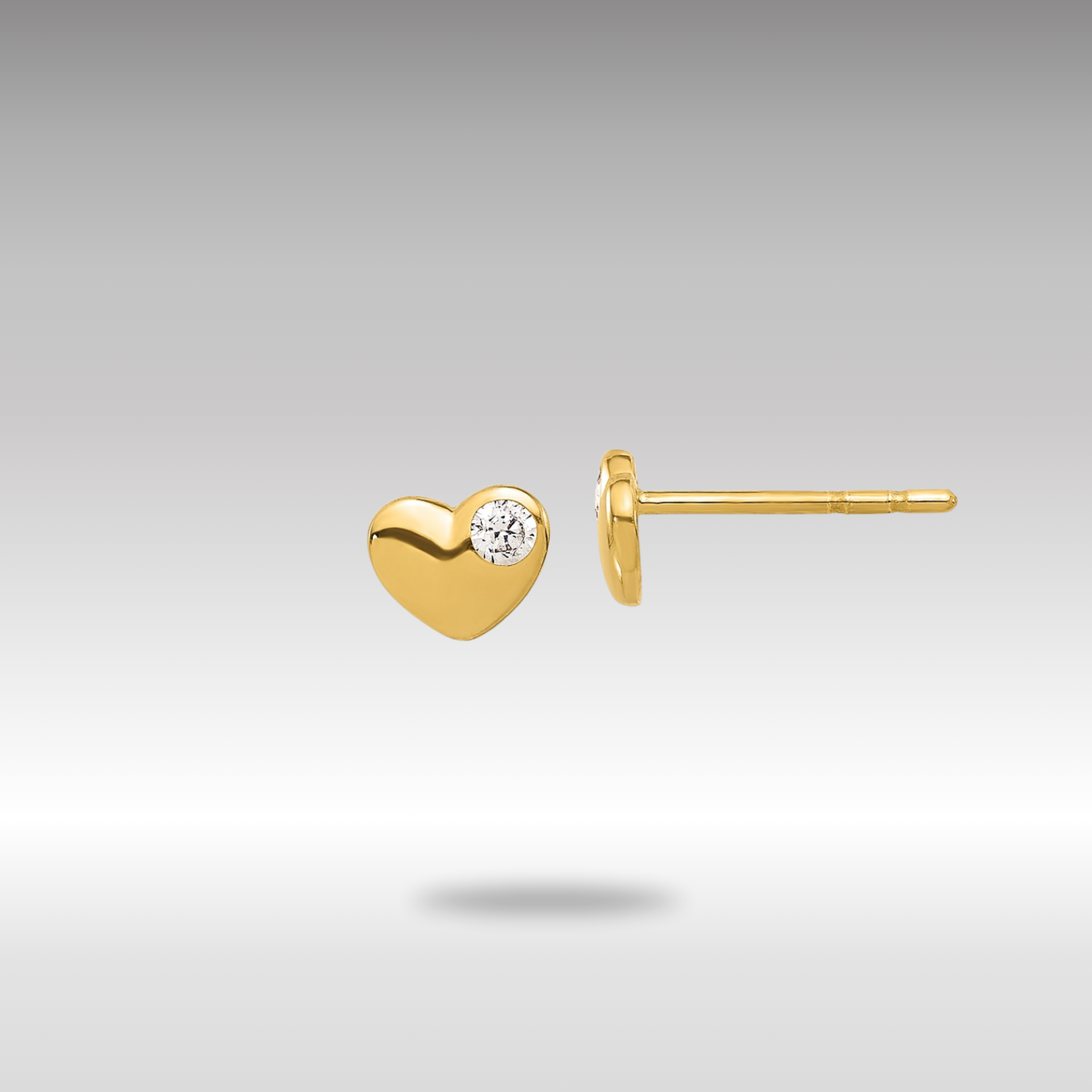 14K Gold Plated CZ Heart Stud Earrings for Women - Elegant Cubic Zirconia Post Earrings for Valentine's Day, Anniversary & Romantic Gifts (Model YE2193)