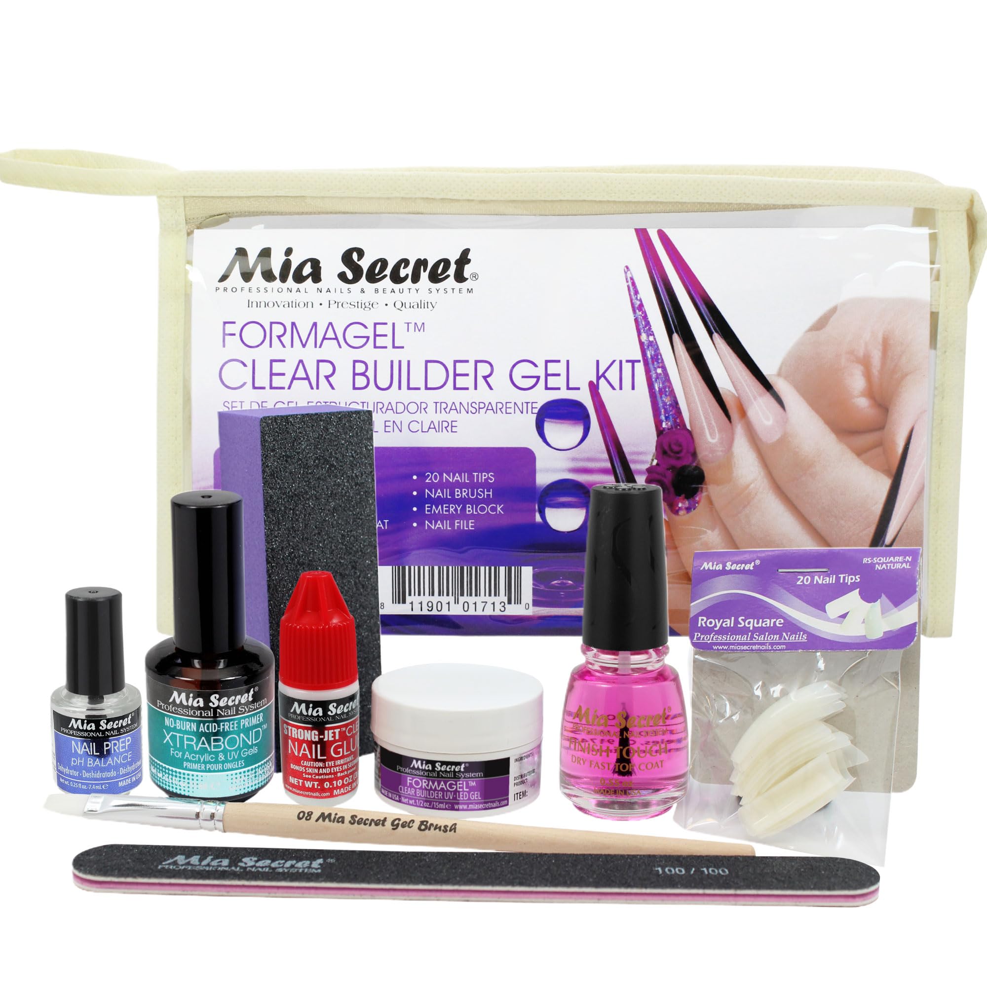 Mia Secret Formagel Builder Gel Kit - Professional Nail Prep, Topcoats, Builder Gel & Nail Files for Strong & Long-Lasting Nails | Perfect for DIY Manicures, Salon Use & Nail Extensions (Clear Kit)