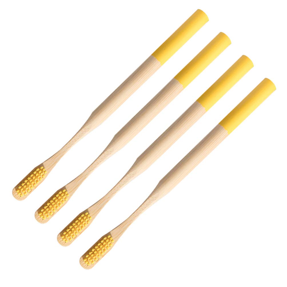 EXCEART 4-Pack Organic Bamboo Toothbrushes with Charcoal Bristles - Natural Wooden Manual Toothbrush Set for Adults & Kids, Eco-Friendly Dental Care - Perfect for Travel, Home & Sustainable Lifestyle