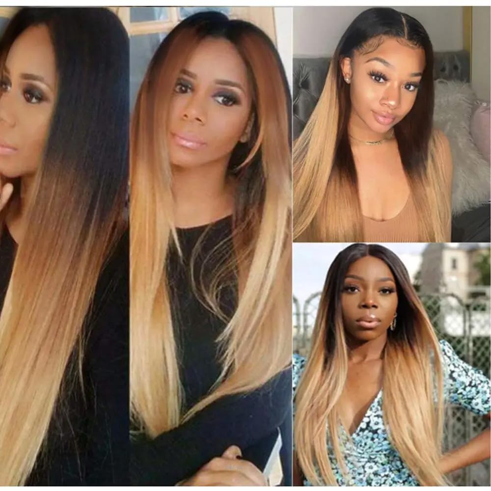 Ombre Straight Hair Extensions 3 Bundles (14/16/18 Inch) 100% Virgin Human Hair Weaves for Natural Look | Perfect for Daily Styling, Parties & Special Occasions