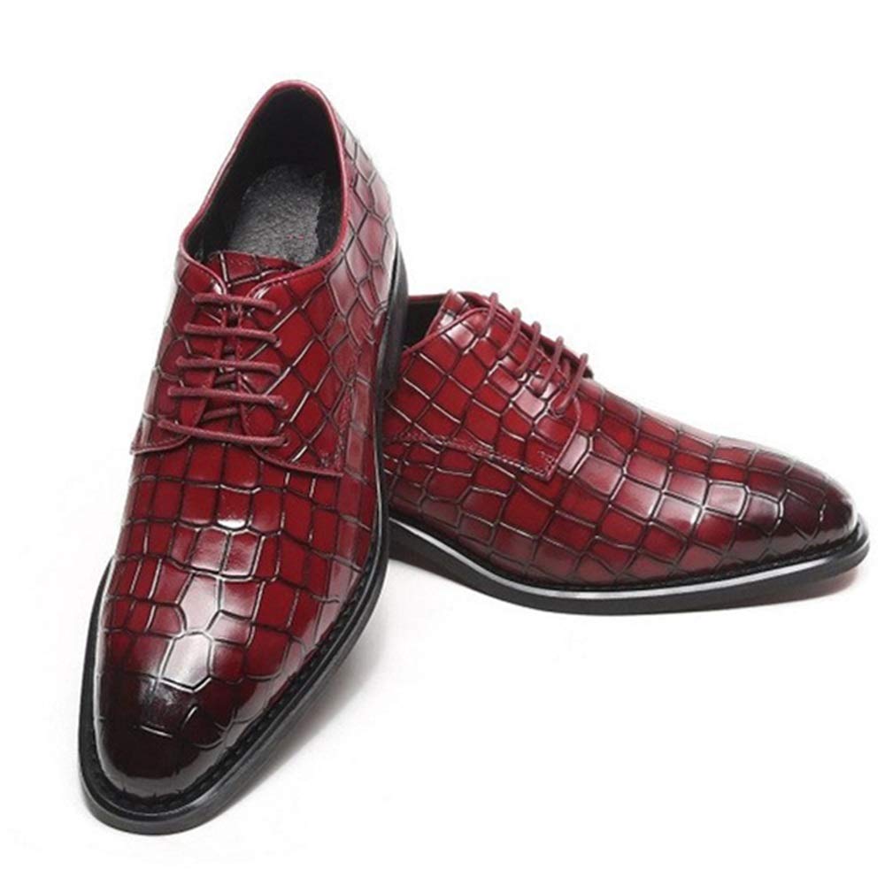 Premium Men's Oxford Dress Shoes - Genuine Leather Crocodile Embossed Lace-Up Derby Shoes with Slip-Resistant Rubber Sole | Comfortable & Durable Formal Footwear for Business, Office, and Special Occasions