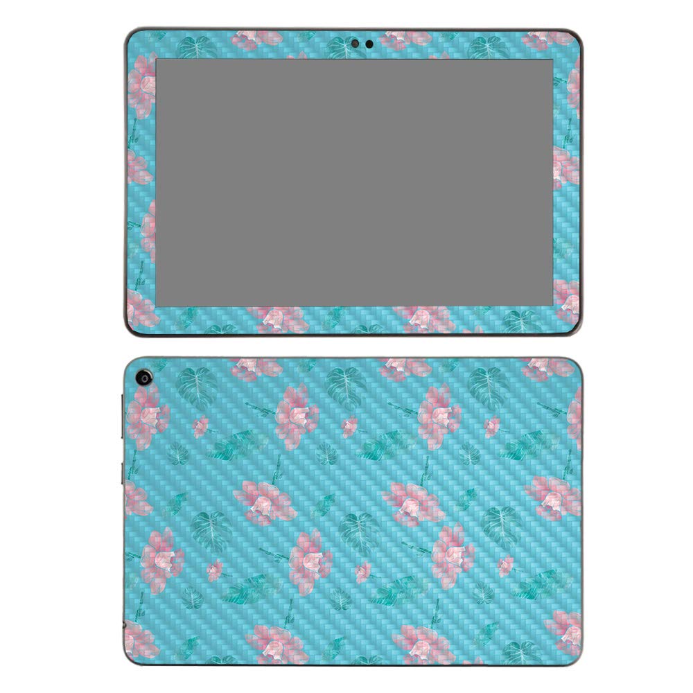 MightySkins Carbon Fiber Skin for Amazon Fire HD 8 (2020) - Water Flowers Design | Protective & Durable Textured Cover | Easy to Apply | Made in USA | Perfect for Home, Office & Travel Protection