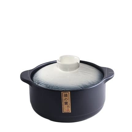 Ceramic Clay Pot for Gas Stove - 4QT Casserole Soup Stew Pot, Rice Cooking Pot with Lid, Durable Household Kitchenware (Dark Brown) - Perfect for Slow Cooking, Soups, Stews & Rice Dishes