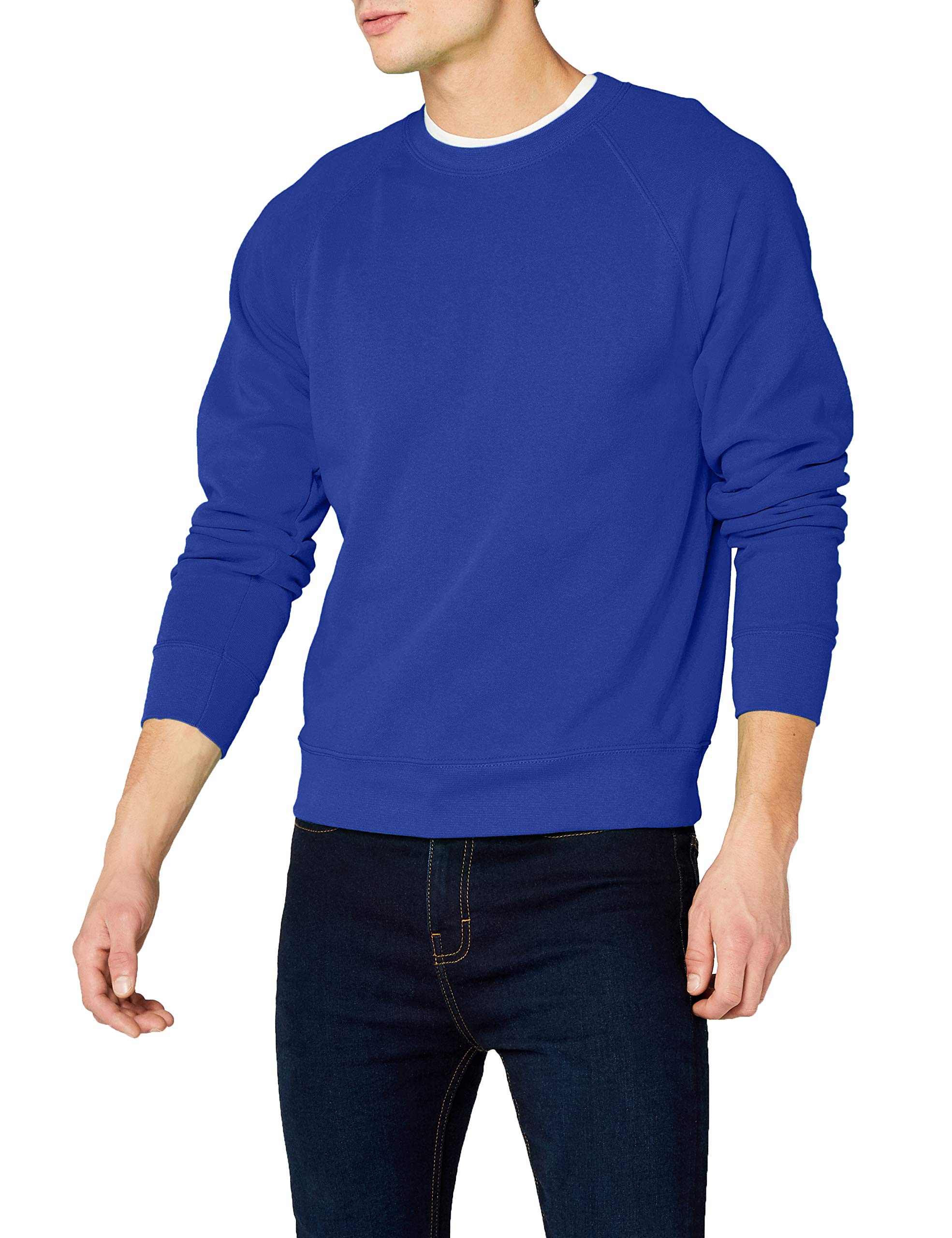 Fruit of the Loom Men's Lightweight Raglan Sweatshirt - 240 GSM Comfort Fit Long Sleeve Pullover (Large, Royal Blue) - Perfect for Casual Wear, Gym & Outdoor Activities