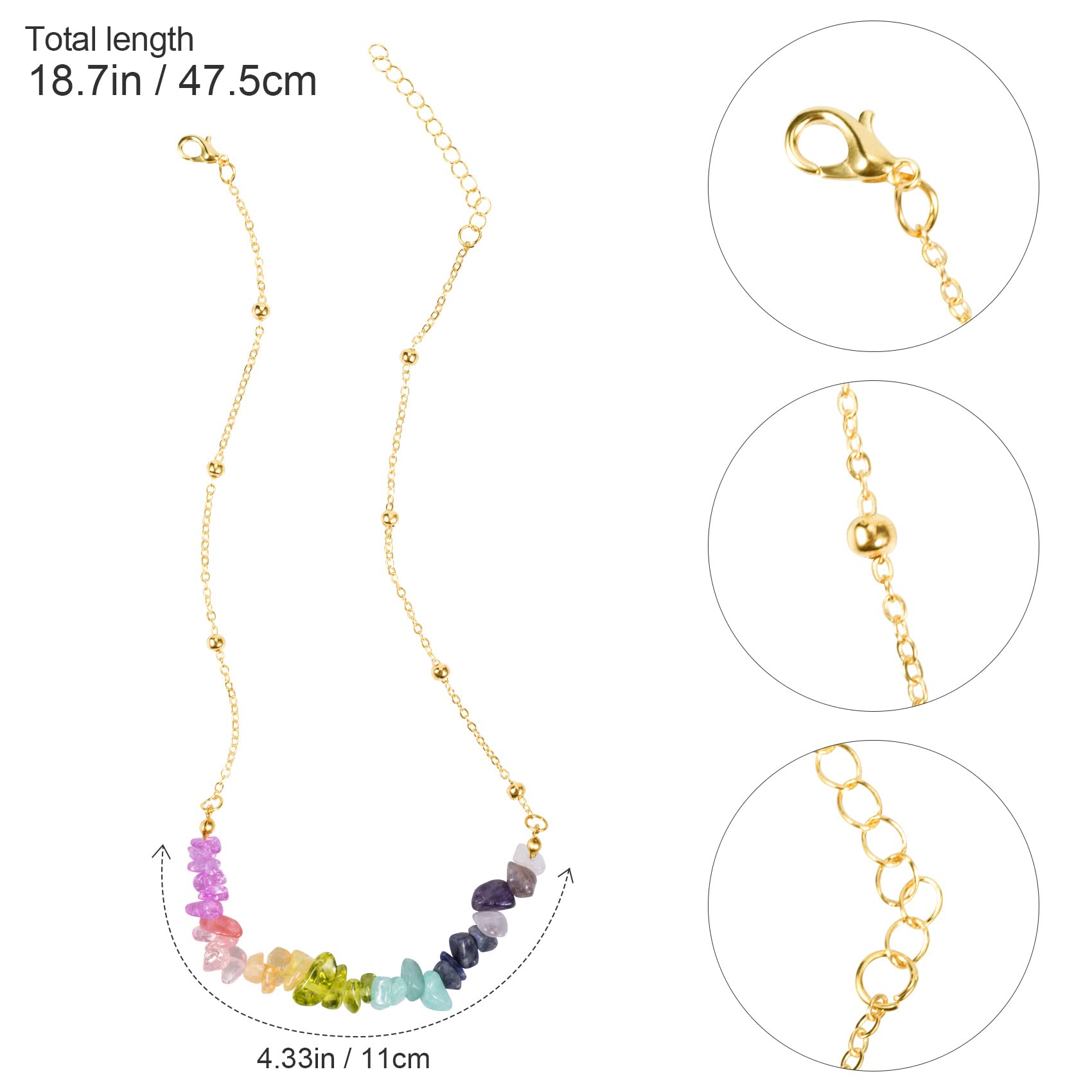 2Pcs Chakra Healing Stone Necklace for Women - Handmade Gold Crystal Gemstone Beads Yoga Jewelry, Spiritual Gifts for Mother Wife Friends | Perfect for Meditation, Yoga Practice & Energy Healing