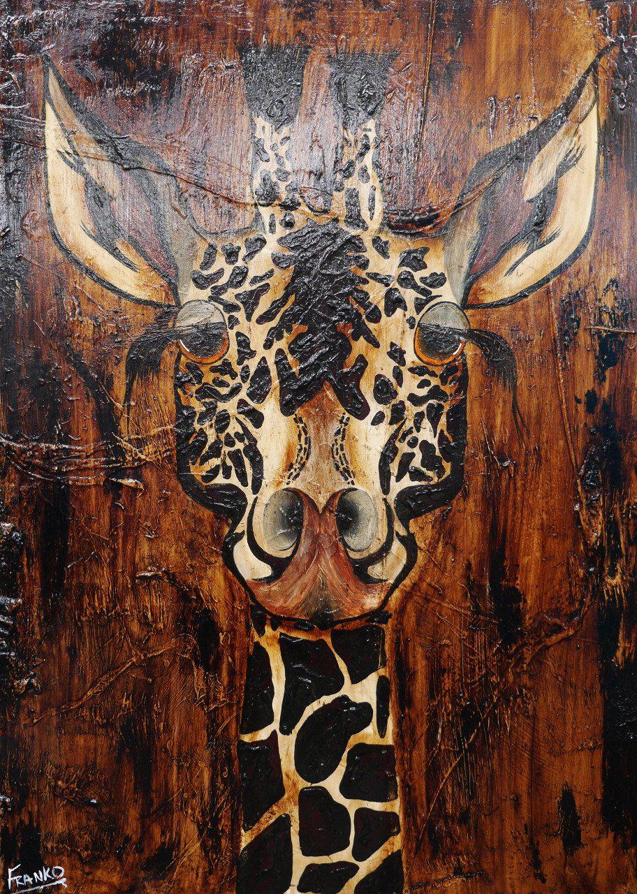 Abstract Realism Giraffe Wall Art - Handmade Canvas Painting for Home & Office Decor - Perfect for Living Room, Bedroom or Gift Giving