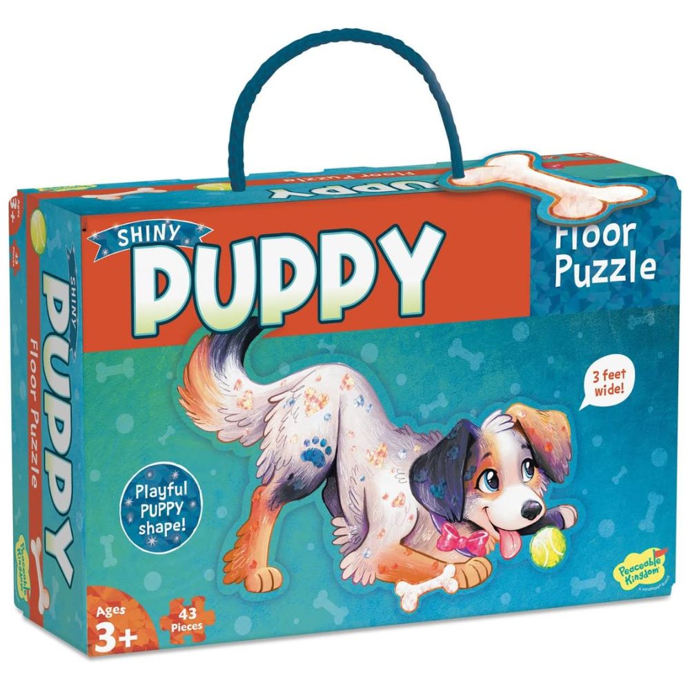 Peaceable Kingdom Shiny Puppy Floor Puzzle - 24-Piece Educational Dog Puzzle for Kids Ages 3-5 | Fun Learning Activity for Preschool Classroom & Home Playtime