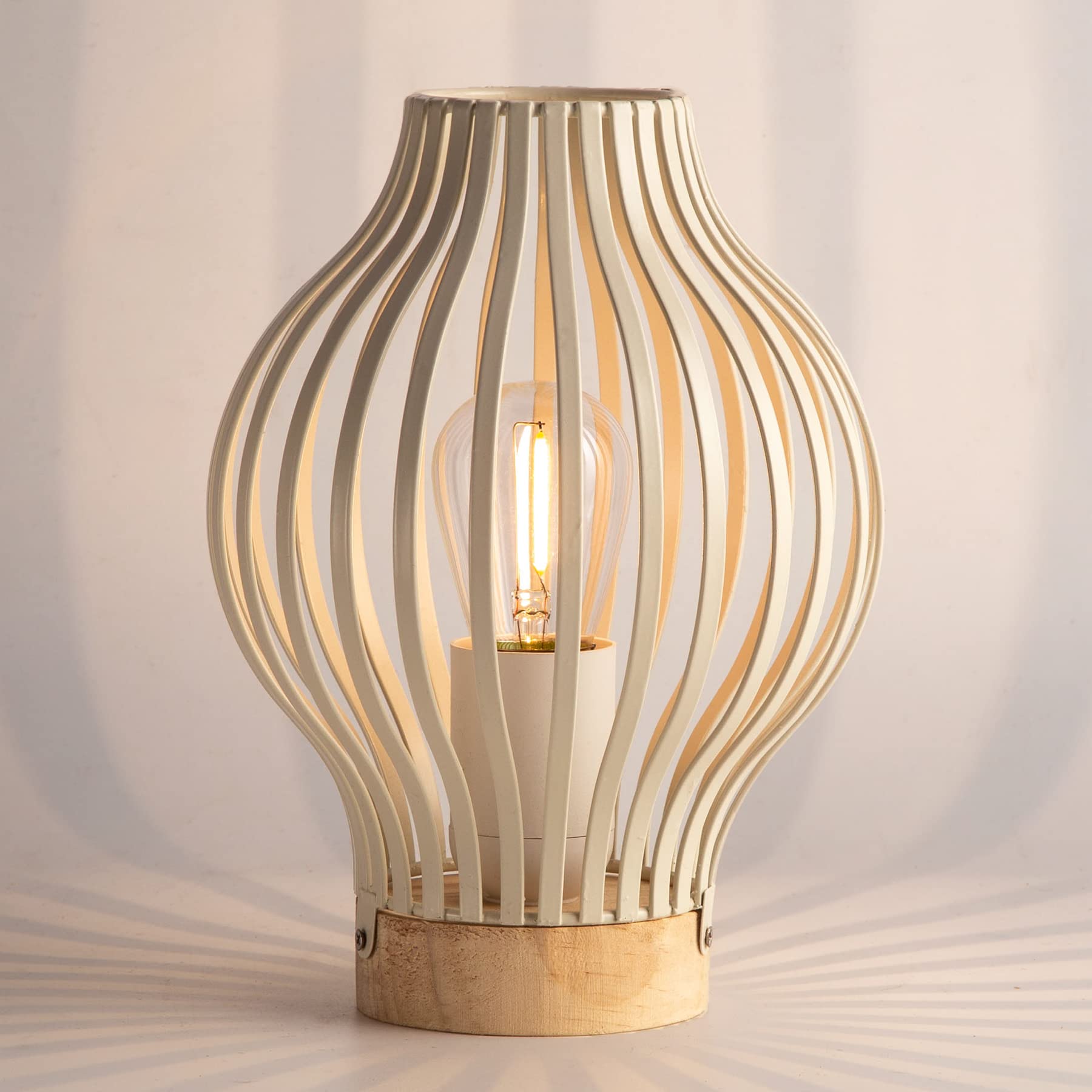 MJ PREMIER Wireless Table Lamp with Timer, Battery Operated LED Desk Light - Modern Metal Bedside Lamp for Living Room, Bedroom & Office (White) | Perfect for Reading, Nightstand Decor & Ambient Lighting