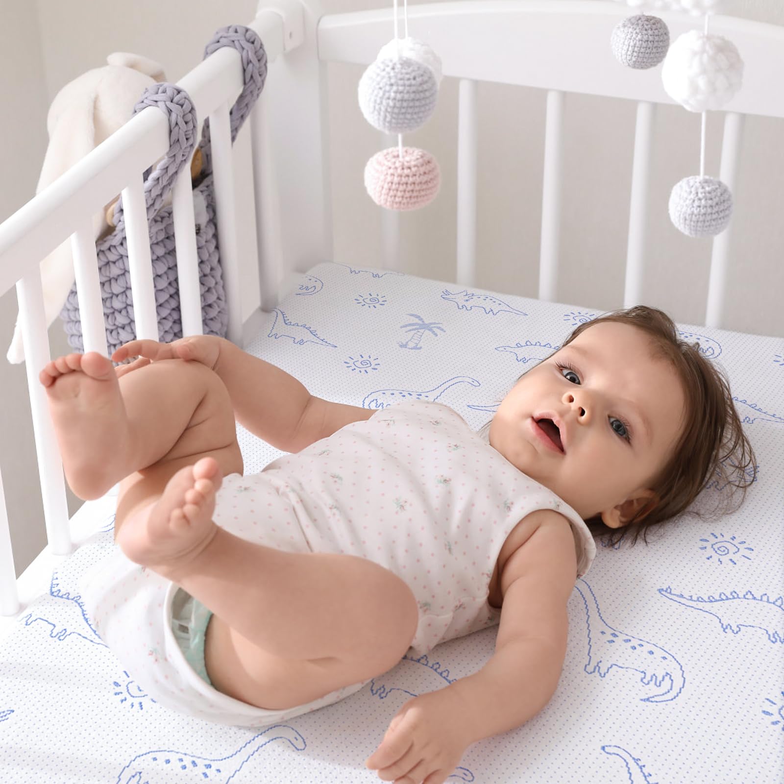 Mochen Dual-Sided Memory Foam Pack and Play Mattress Pad for Babies & Toddlers - 38x26 Inch Portable Mini Crib Mattress with Ultra-Soft Dinosaur Cover, Removable & Washable - Perfect for Travel, Daycare, and Home Nursery Use