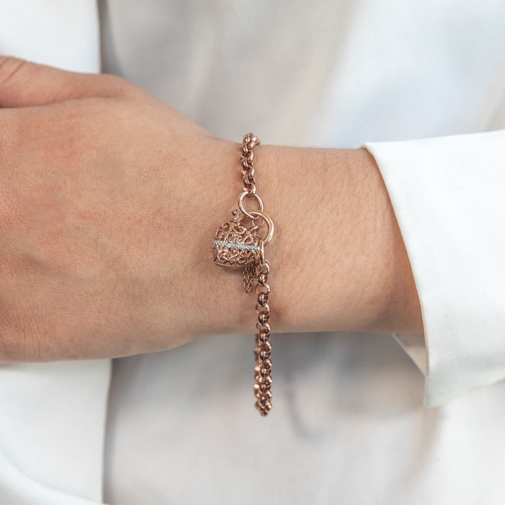 9ct Rose Gold Fancy Padlock Belcher Bracelet - Elegant Jewelry for Women, Trendy Lock Charm Bangle for Everyday Wear & Special Occasions