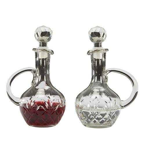 Christian Olive Oil and Vinegar Cruet Set - 2 Piece Glass Bottle with Pour Spouts for Kitchen, Dining Table, Salad Dressing & Gift Giving