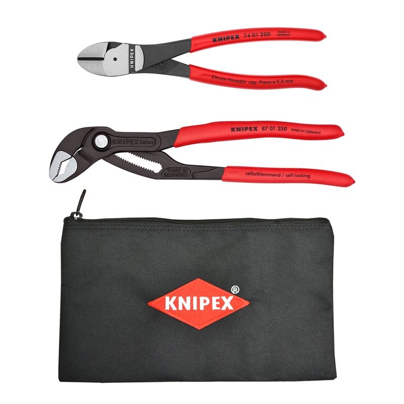 2-Piece Cobra® and Diagonal Cutters Set with 12-Inch Keeper - Professional Pliers for Plumbing, Electrical Work, and DIY Projects