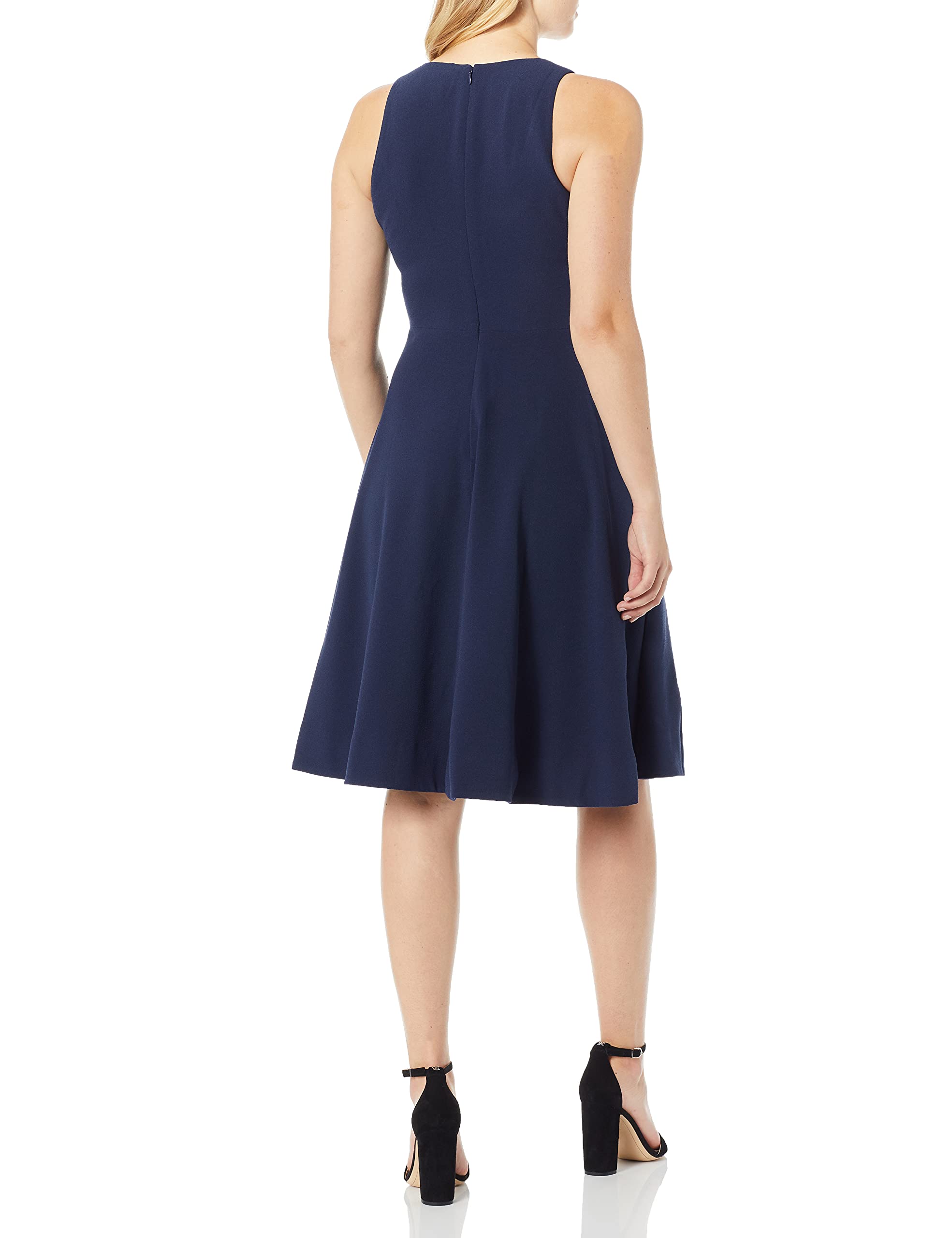 Dress the Population Women's Catalina Solid Sleeveless Fit & Flare Midi Dress - Elegant Cocktail & Summer Party Outfit for Weddings, Dates & Special Occasions