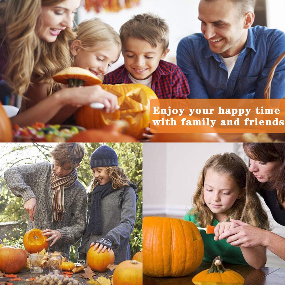 Halloween Pumpkin Carving Kit - 5 Piece Stainless Steel Pumpkin Carving Tools Set for Kids & Adults - Durable Pumpkin Carving Knives, Scoop & Stencils for Halloween Decorations & Pumpkin Carving Contests