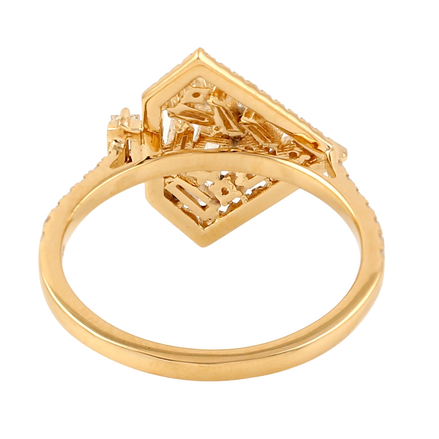 18K Yellow Gold Baguette Cut Pave Diamond Ring - Elegant Designer Jewelry for Weddings, Anniversaries & Special Occasions