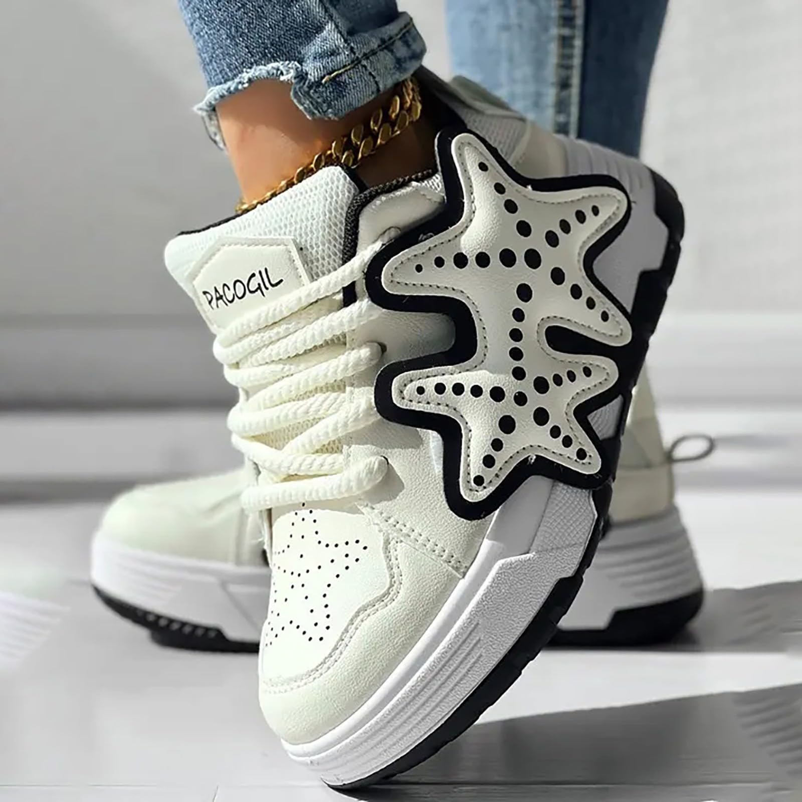 Women's Running Shoes - Lightweight PU Sneakers with Star Design for Walking, Jogging & Casual Wear | Perfect for Gym, Workout & Everyday Use