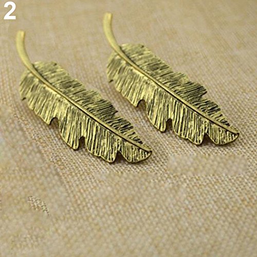 Vintage Etched Leaf Feather Hair Clips - Elegant Hair Barrettes for Women | Perfect for Weddings, Parties & Everyday Wear (Set of 2)