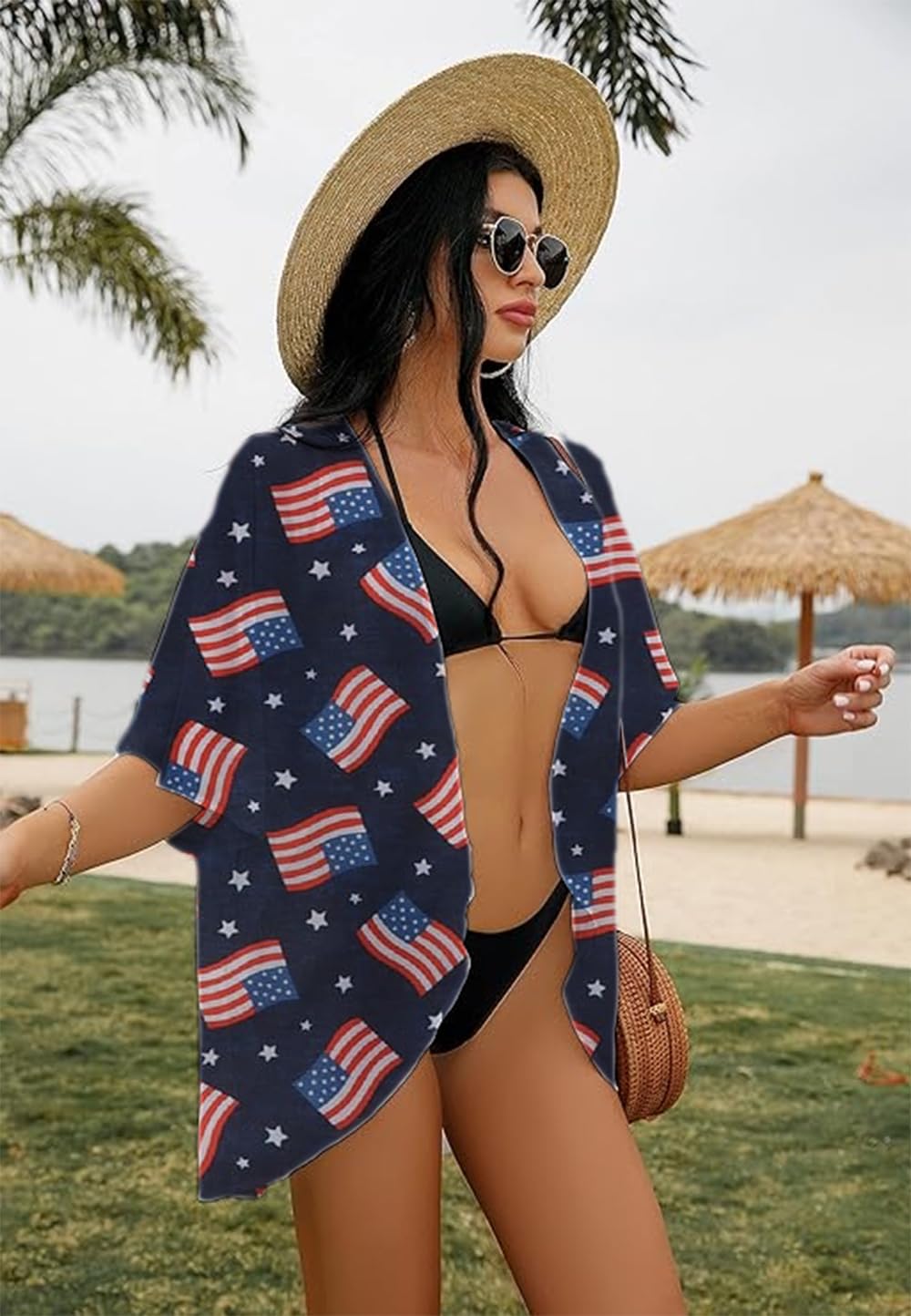 Women's Lightweight Beach Kimono Cardigan Cover Up - Holiday Vacation Swimwear Cover-Up, Casual Summer Tops for Pool, Beach & Boho Outfits