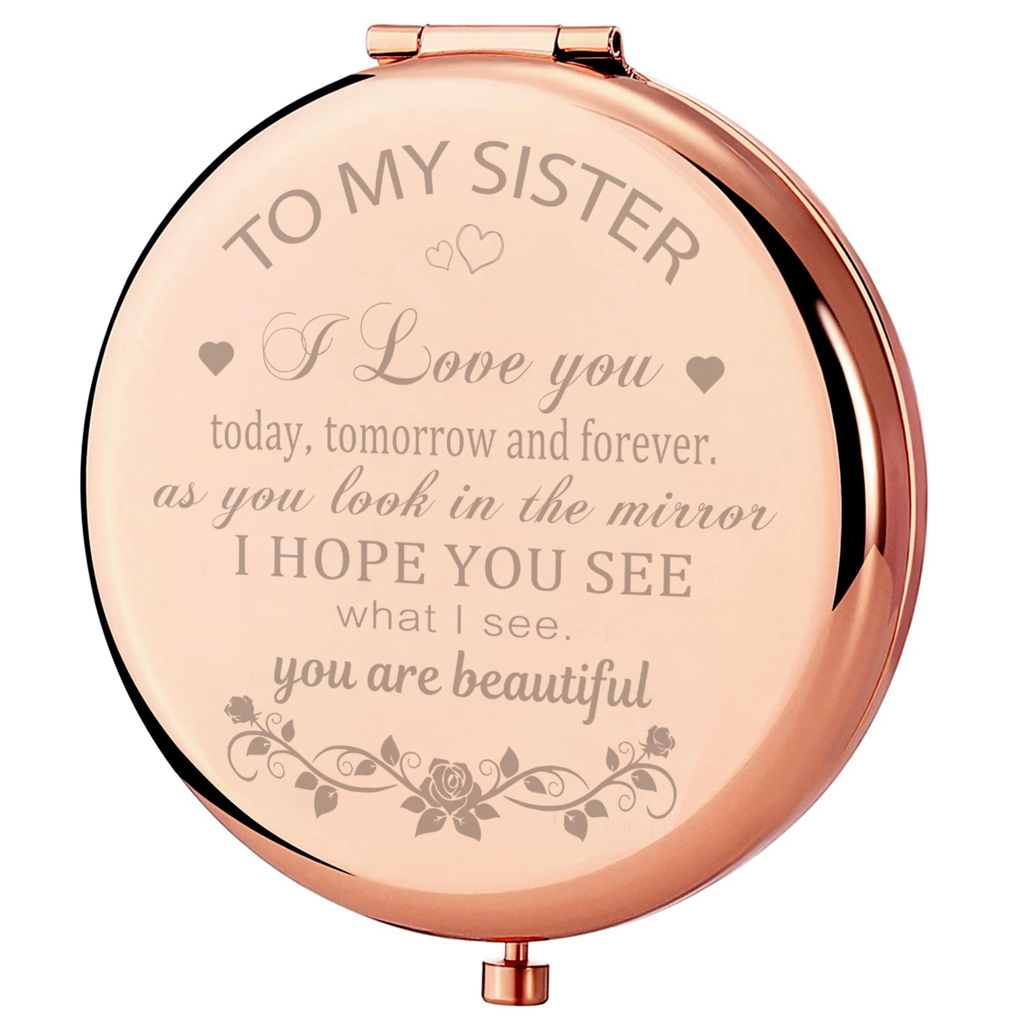 GAOLZIUY Rose Gold Compact Mirror - Perfect Gift for Sister, Birthday, Graduation, Valentine's Day, Mother's Day & Thanksgiving - Elegant Makeup Mirror for Women & Girls - Ideal for Travel, Purse & Everyday Use