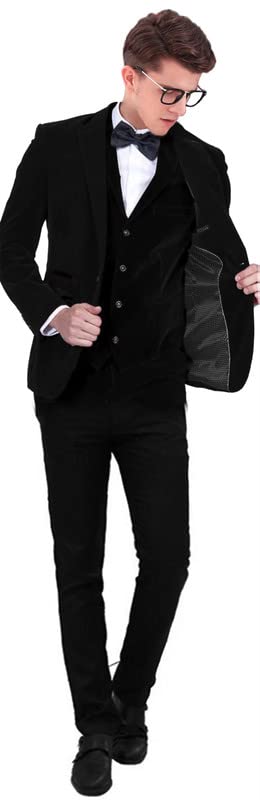 Setwell Velvet Slim Fit Men's 3-Piece Suit | Groomsmen & Wedding Tuxedo | Prom Velour Suit for Men | Formal & Special Occasions | ST-XZ002