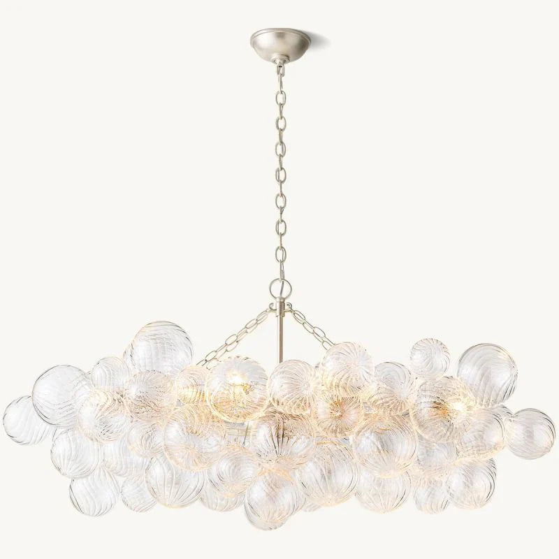 Tammy Linear Glass Ball Chandelier - 51 Inch Modern Crystal Pendant Light Fixture for Dining Room, Living Room & Bedroom Lighting