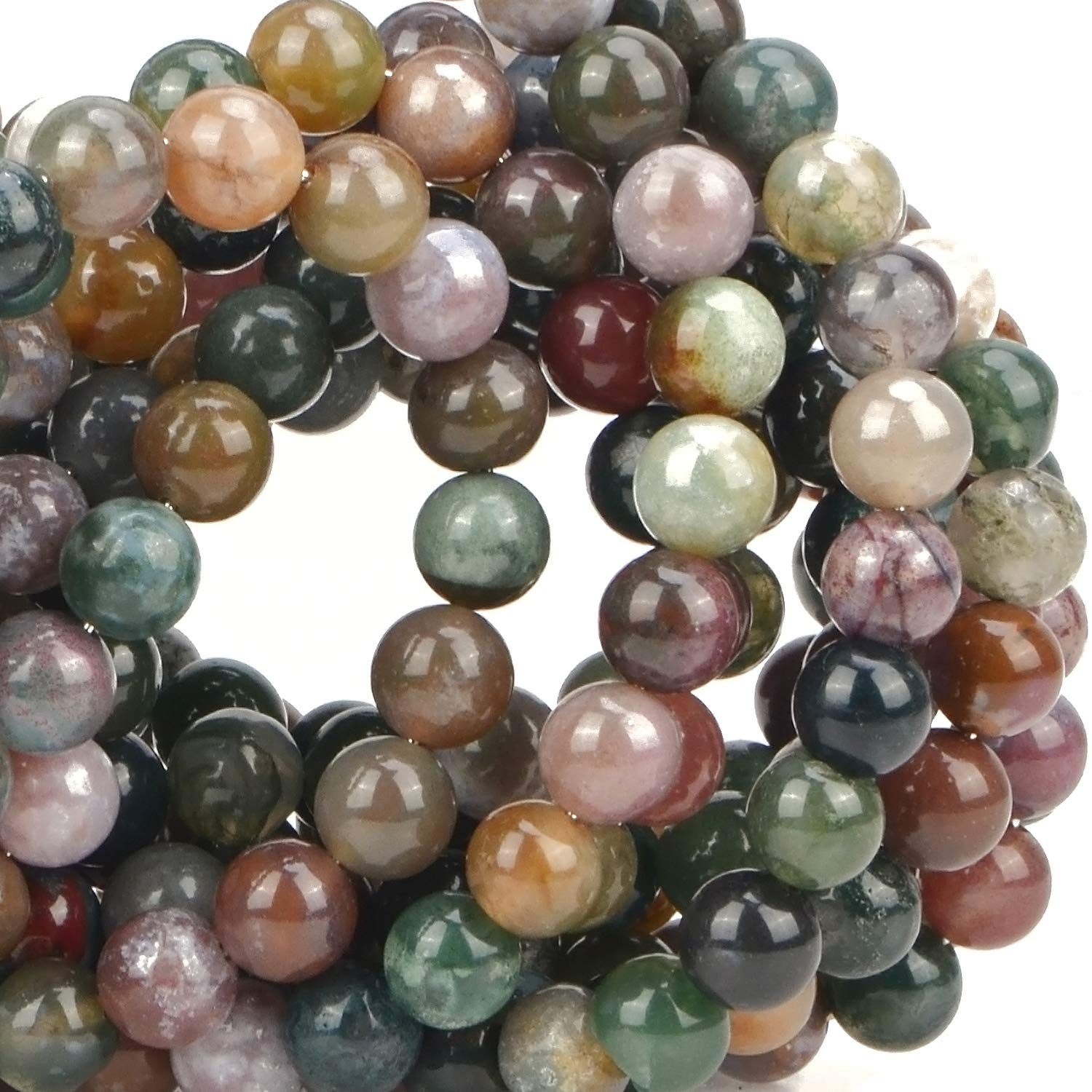 100Pcs Natural Crystal Beads - 6MM Round Indian Agate Gemstone Loose Beads for Jewelry Making, DIY Bracelets & Necklaces, Energy Healing Stones with Free Stretch Cord (Great for Meditation, Gifts & Spiritual Crafts)
