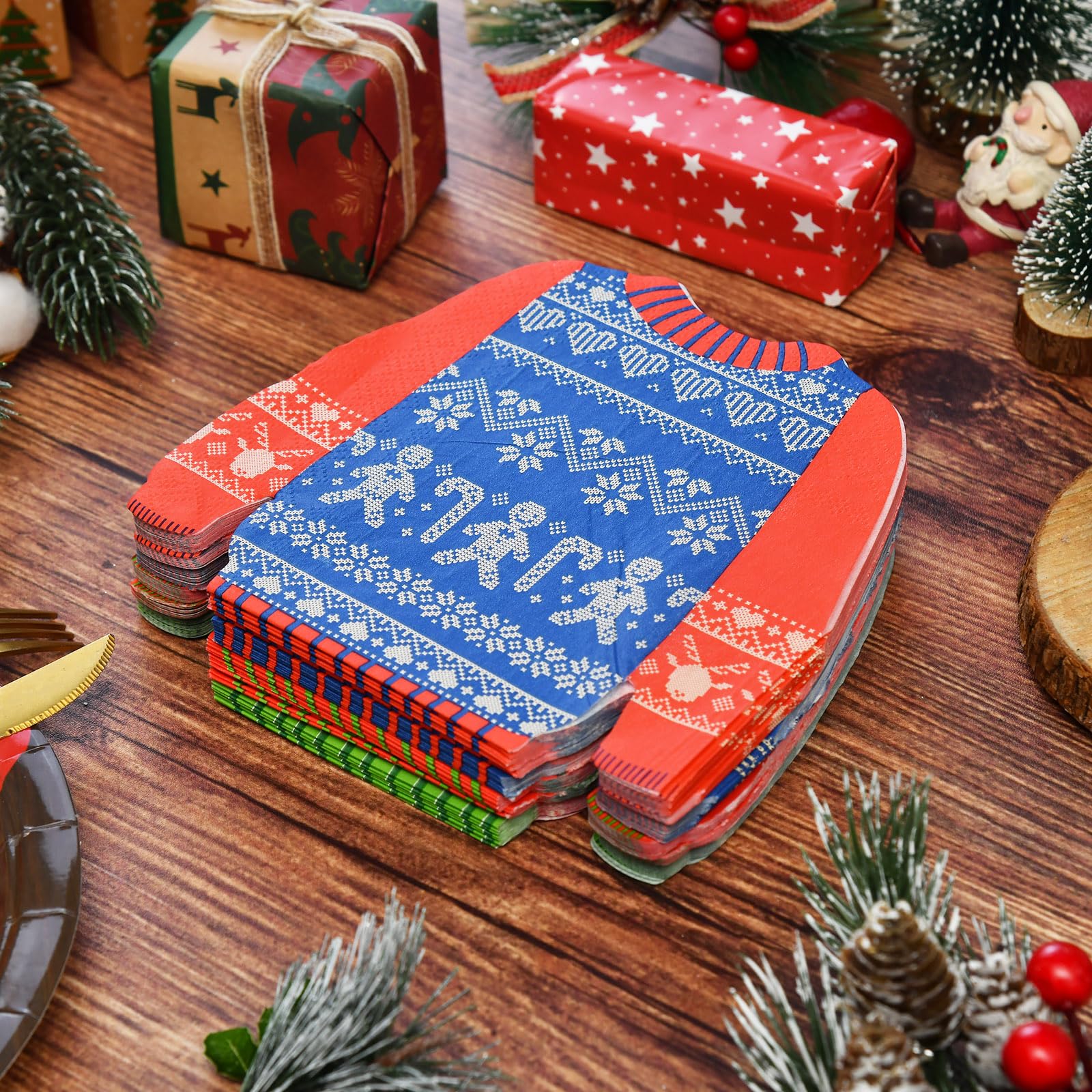GGBOY 80-Pack Christmas Disposable Paper Napkins - Holiday Dinner & Cocktail Party Decorations - Perfect for Christmas Table Setting, Festive Gatherings & Decoupage Crafts