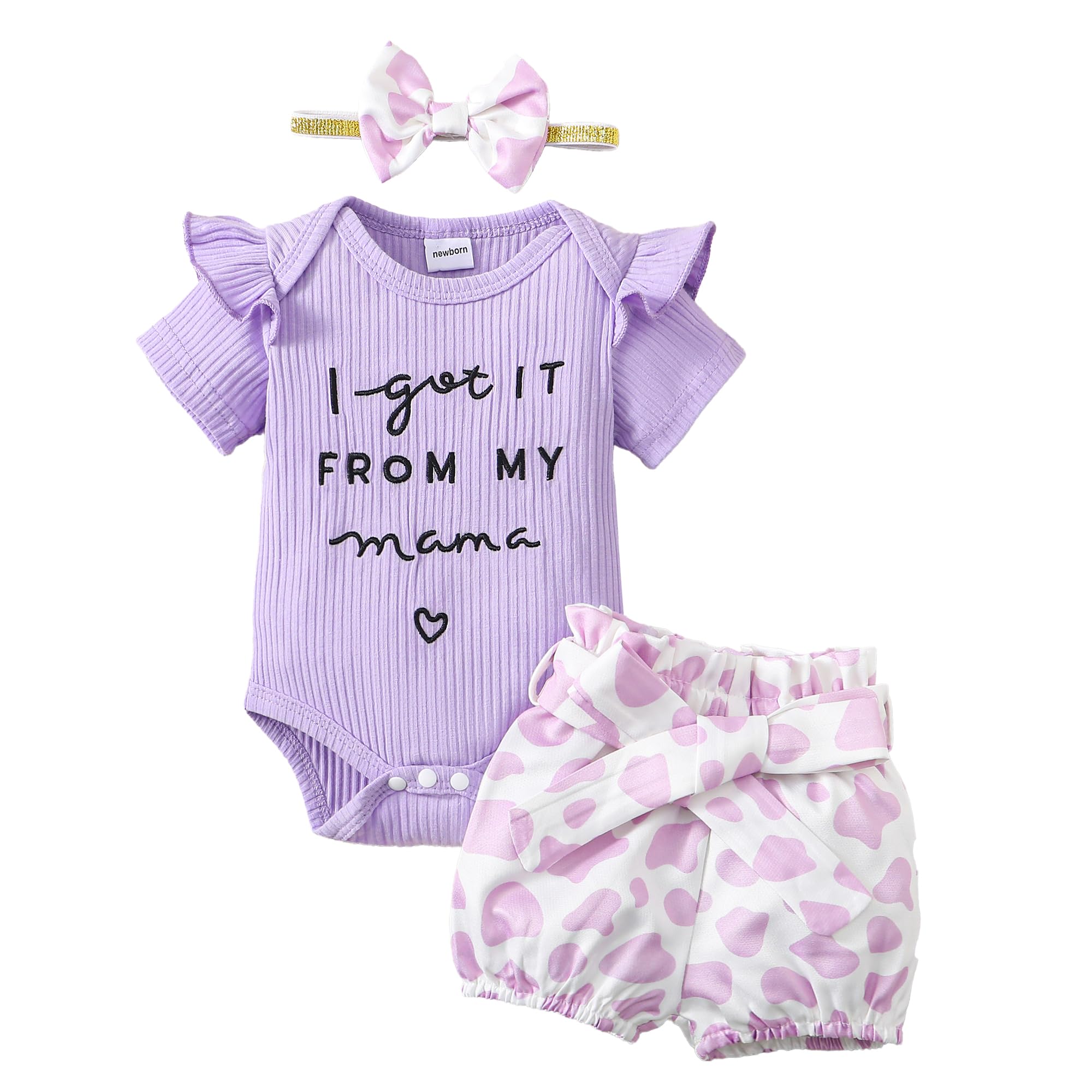 Newborn Baby Girl Clothes - Summer Outfits Infant Ruffle Romper Bodysuit Short Set | Cute Baby Clothes for Girls 0-24 Months | Perfect for Playdates, Beach & Photo Shoots