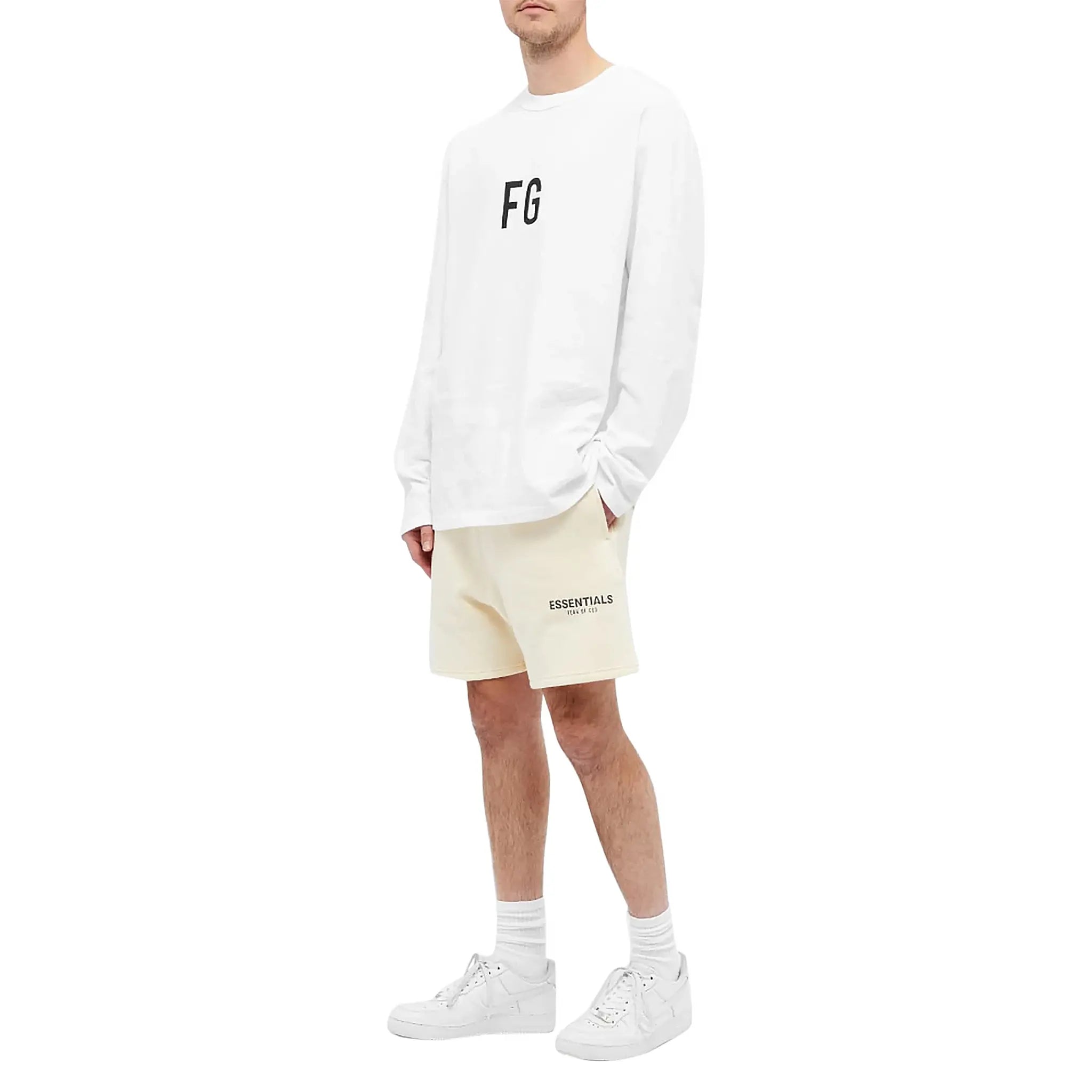 Fear of God Essentials Buttercream Reflective Shorts for Men - Comfortable Athletic Running Shorts with Reflective Details - Perfect for Gym, Workout & Casual Wear