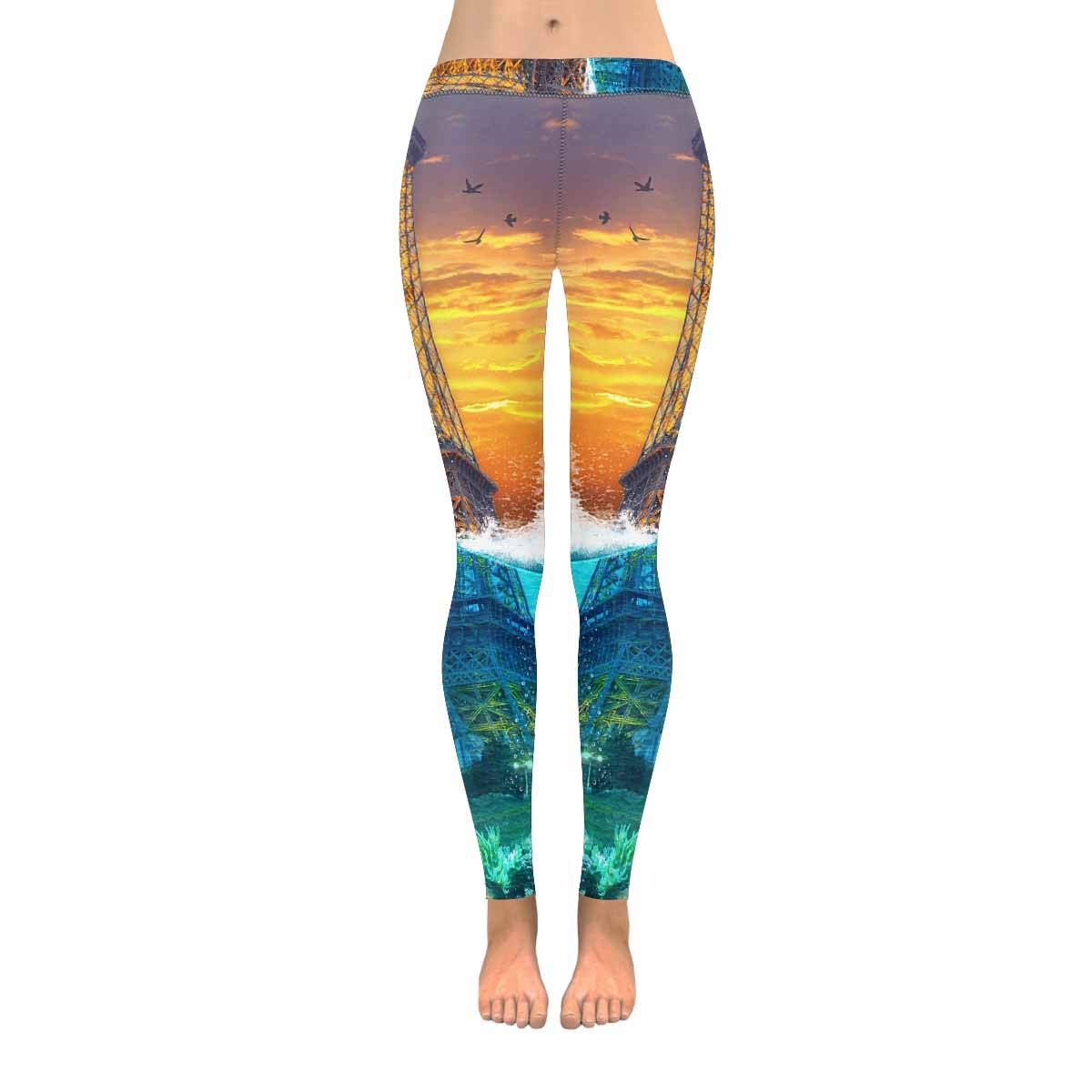 InterestPrint Women's Yoga Pants - Boho Sun Moon Print High Waisted Stretchy Workout Leggings for Gym, Running & Lounge Wear