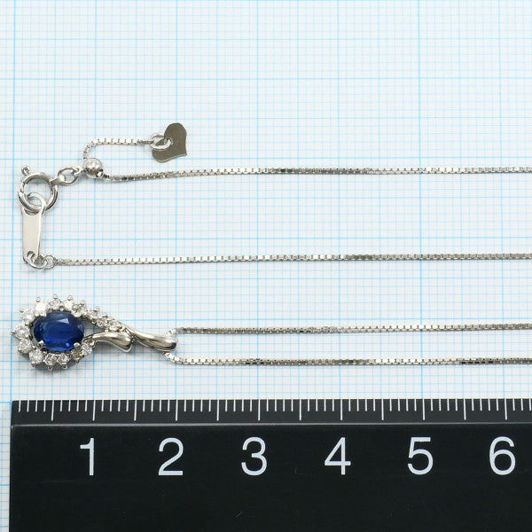 18K White Gold Sapphire and Diamond Necklace for Women - Elegant Jewelry Gift for Anniversary, Wedding, or Special Occasion