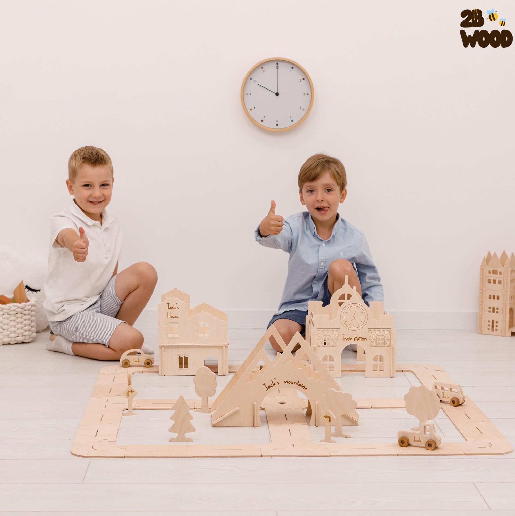 Personalized Wooden Car Track Toy for Toddlers & Kids - Extra Large Educational Race Track Set for Boys - Wooden Toys for Learning & Play - Perfect for Indoor Playrooms & Birthday Gifts - Great Christmas Present for Boys 3-6 Years Old
