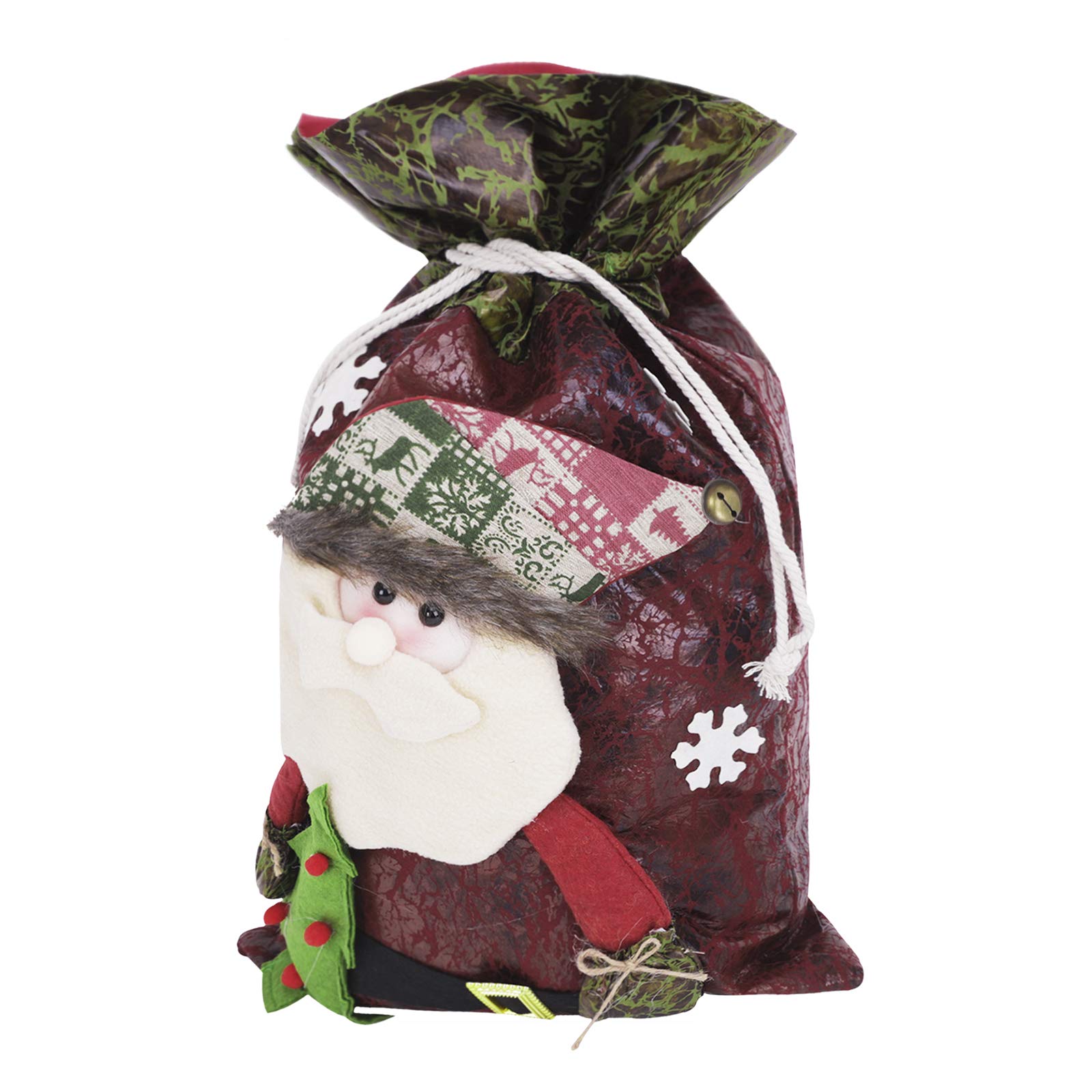 Christmas Gift Bags with Drawstring - 3D Santa Claus & Elk Design Holiday Party Favor Bags (22x13 Inch) for Candy, Gifts & Stocking Stuffers | Perfect for Xmas Parties, School Events & Family Gatherings