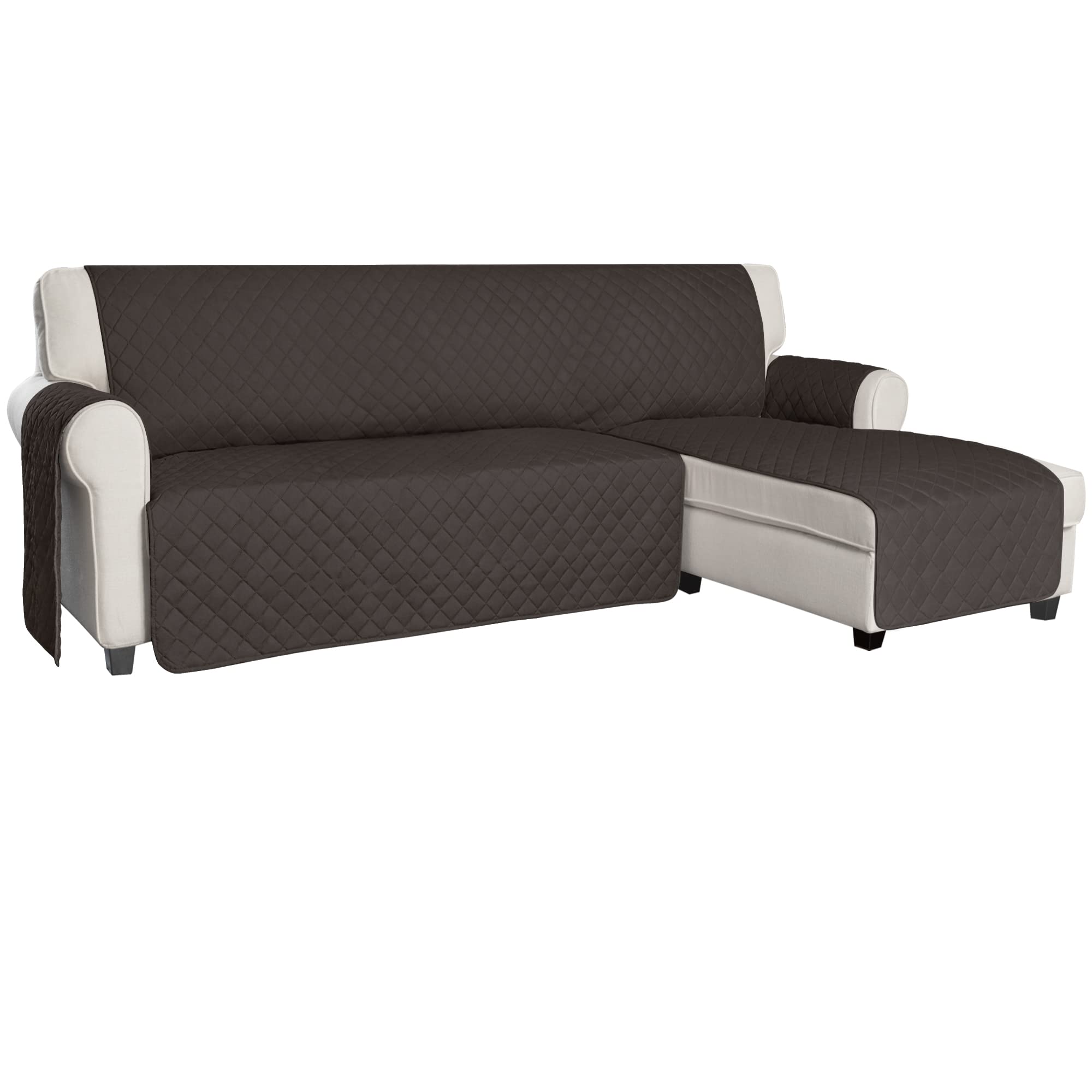 ISSUNTEX Reversible L-Shaped Sectional Couch Cover for Dogs & Pets - Water Resistant Sofa Protector for Chaise Lounge, Furniture Protector for Kids & Pets (X-Large, Chocolate/Chocolate) - Perfect for Pet Owners & Family Homes with Active Lifestyles