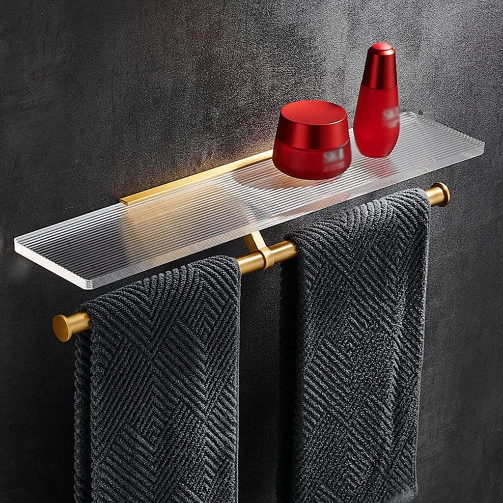 Luxury Acrylic Bathroom Mirror with Wall-Mounted Space-Saving Aluminum Washstand Rack - Perfect for Towel Storage and Bathroom Organization